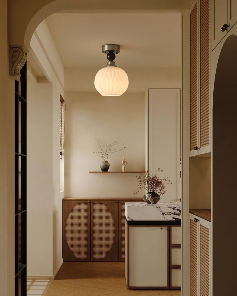 Candeeiro de teto de vidro moderno minimalista em esfera pérola Ivcarila