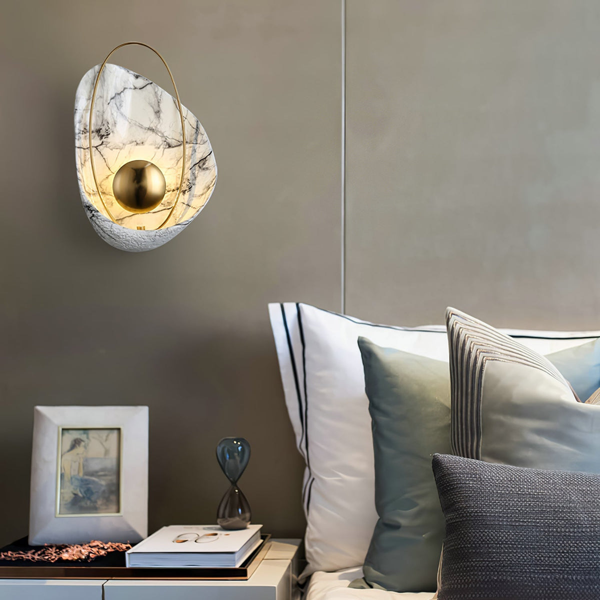 Luminária de parede Vethaora premium nórdica de arte, pérola e resina