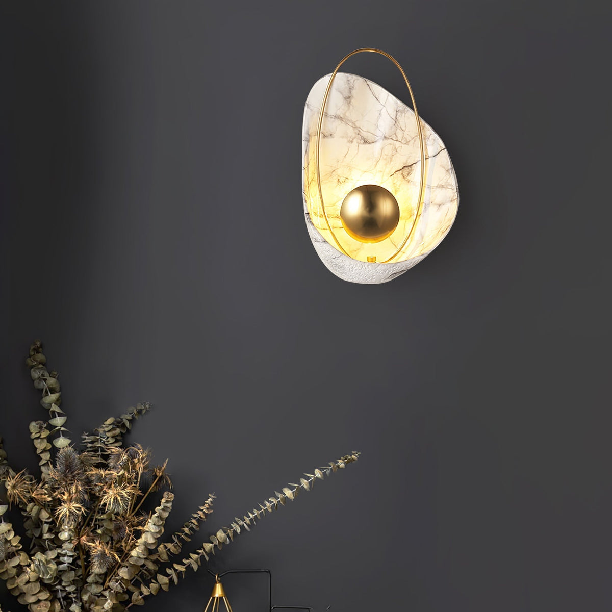 Luminária de parede Vethaora premium nórdica de arte, pérola e resina