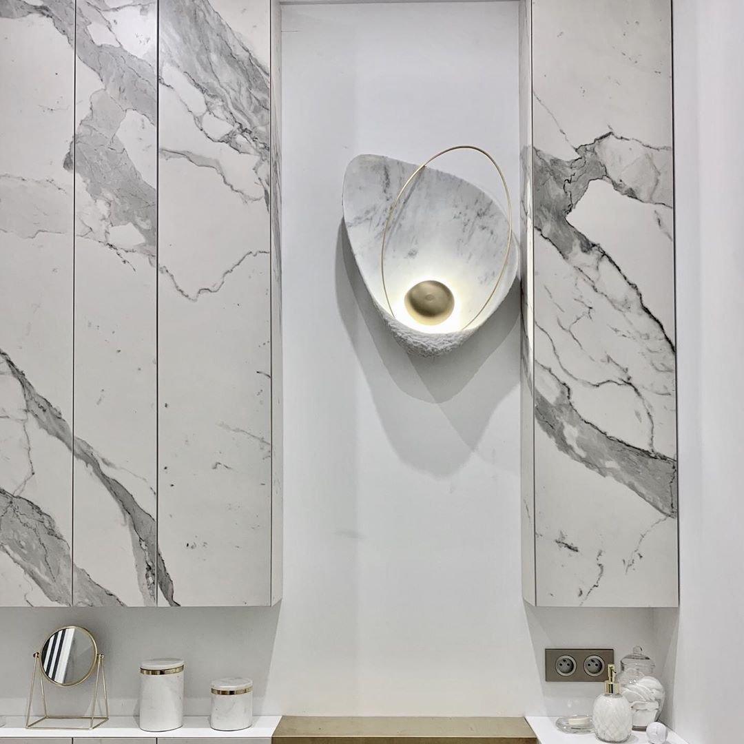 Luminária de parede Vethaora premium nórdica de arte, pérola e resina