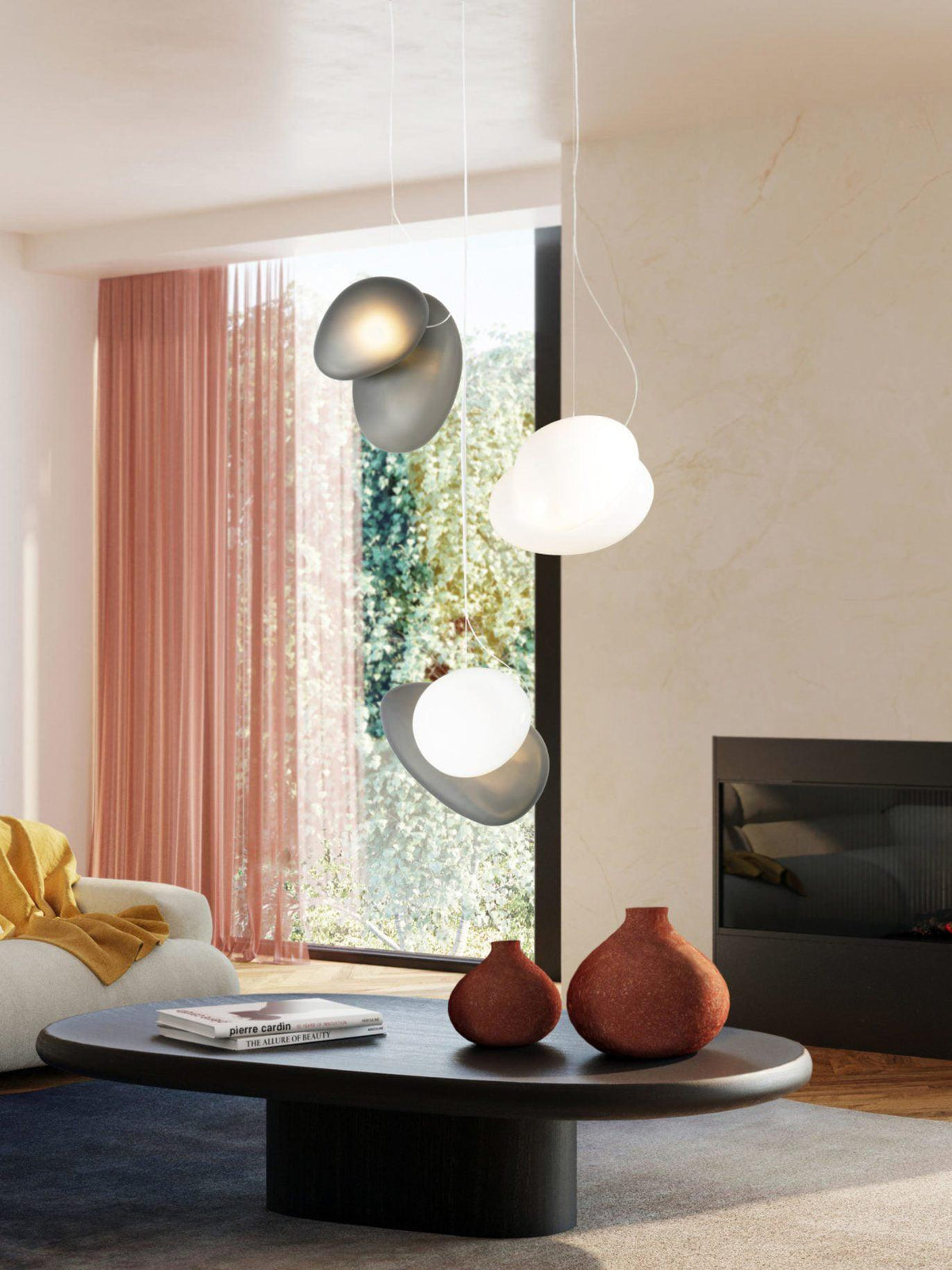 Mervan pendellampe i matteret glas