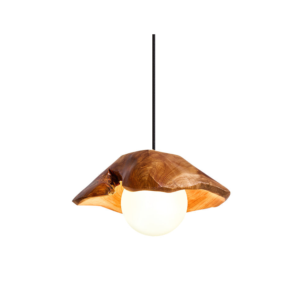 Rininora Sculptural Wood Canopy Pendant Light