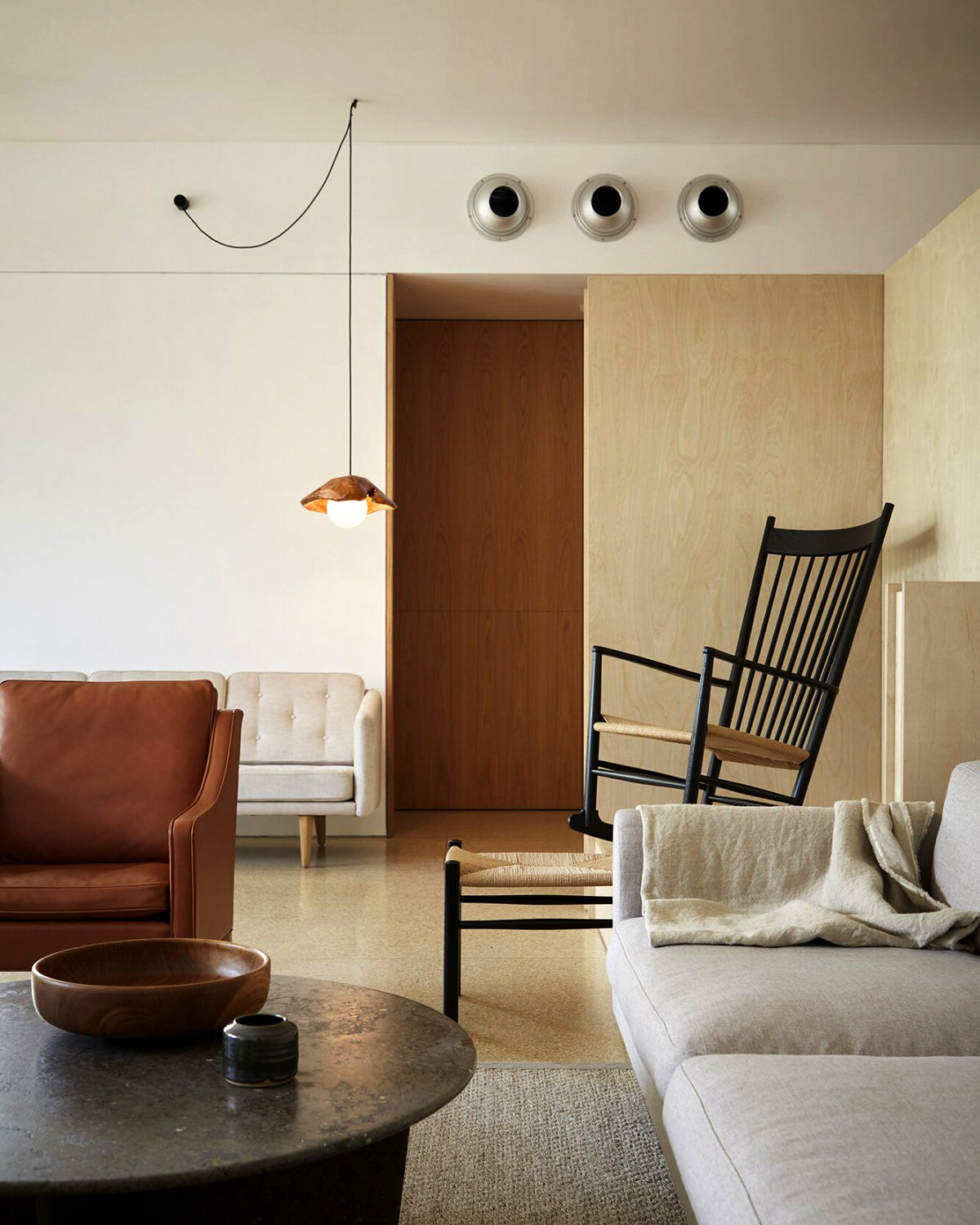 Rininora Sculptural Wood Canopy Pendant Light