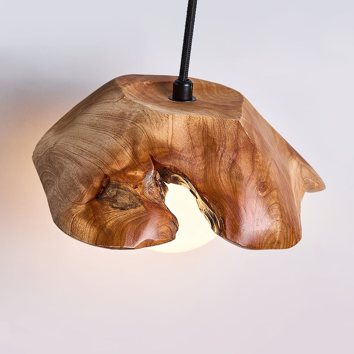 Rininora Sculptural Wood Canopy Pendant Light