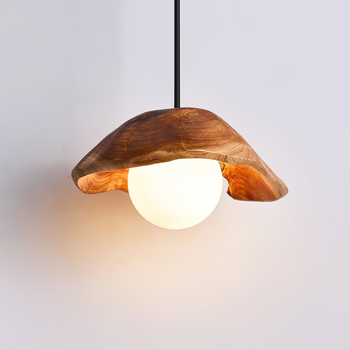 Rininora Sculptural Wood Canopy Pendant Light