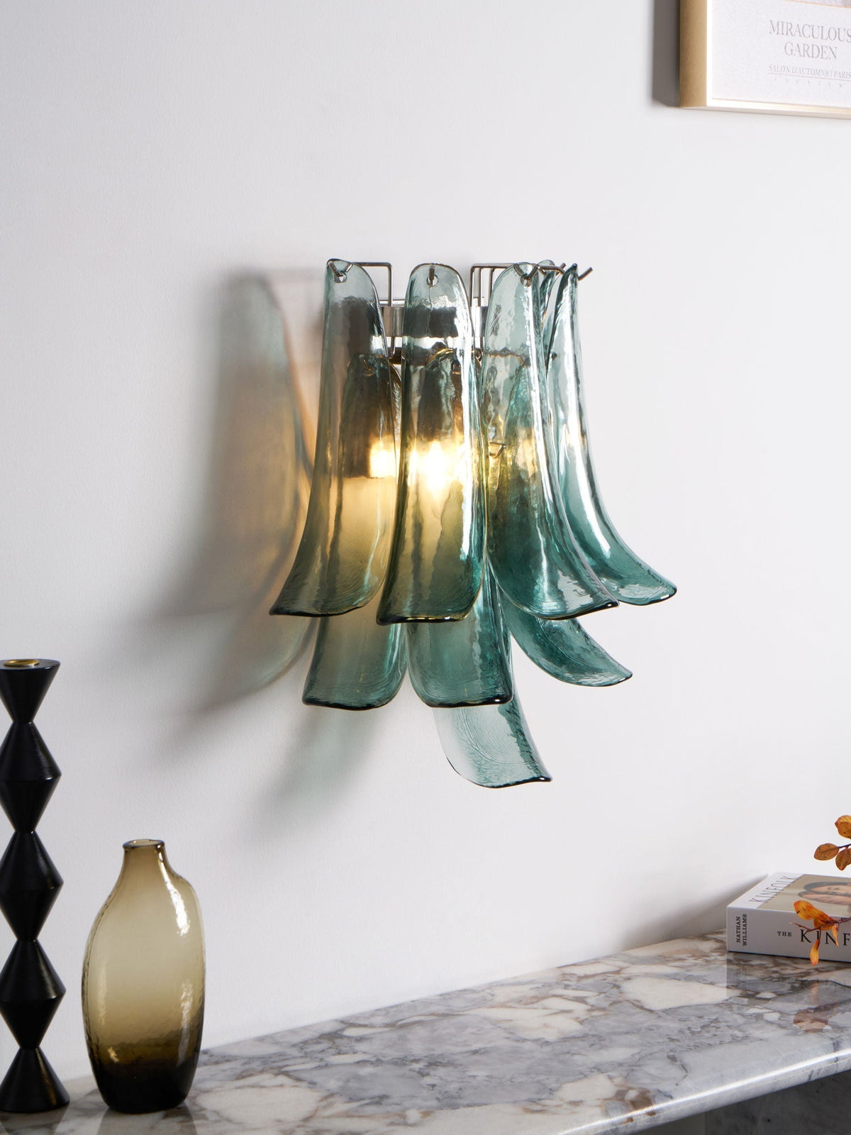 Eiraira Væglampe i kronbladsformet glas vintage kunstnerisk