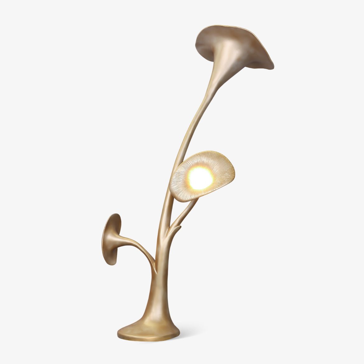 Esole skulptural blommig golvlampa i mässing