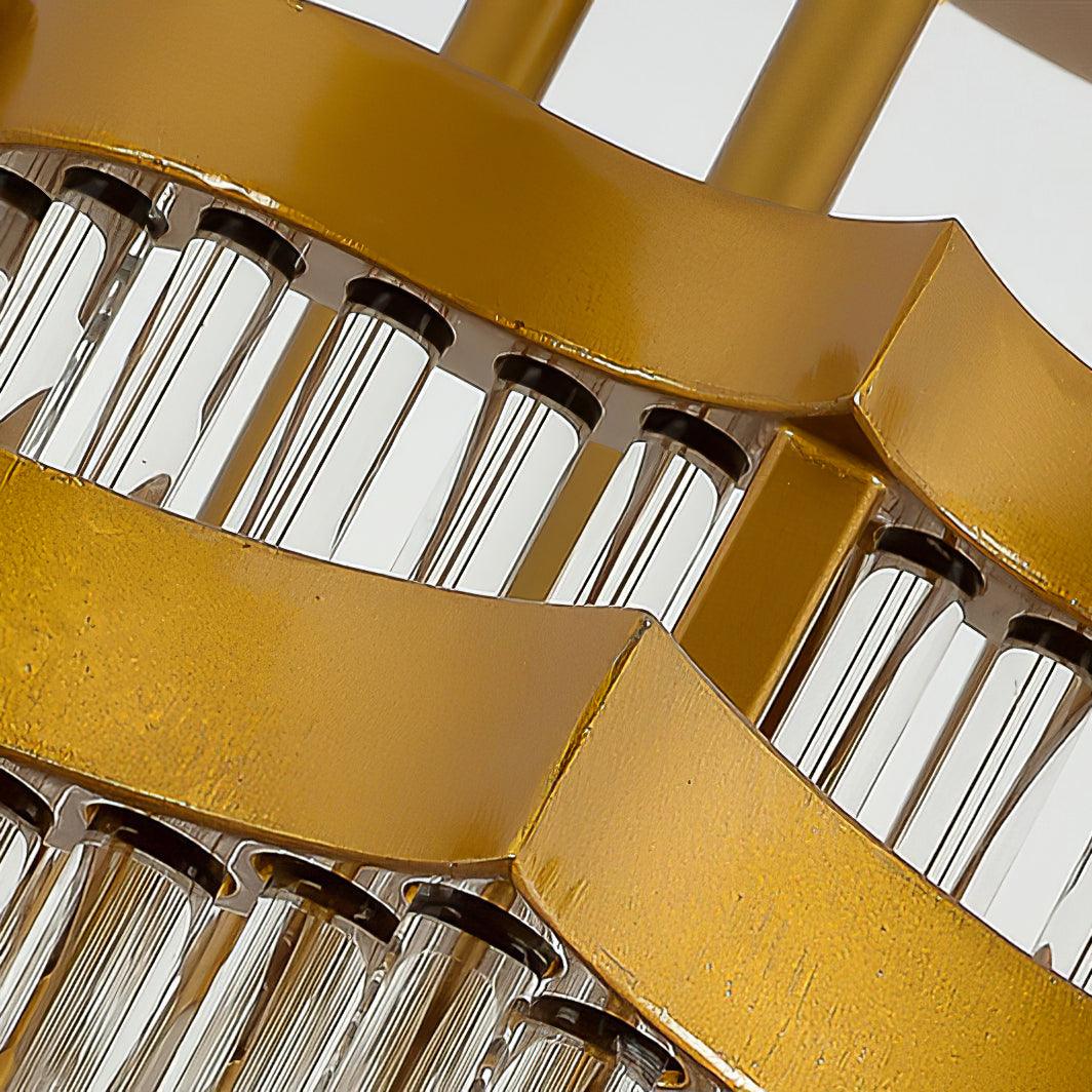 Eirelaine lysekrone i sort og guldfarvet glas