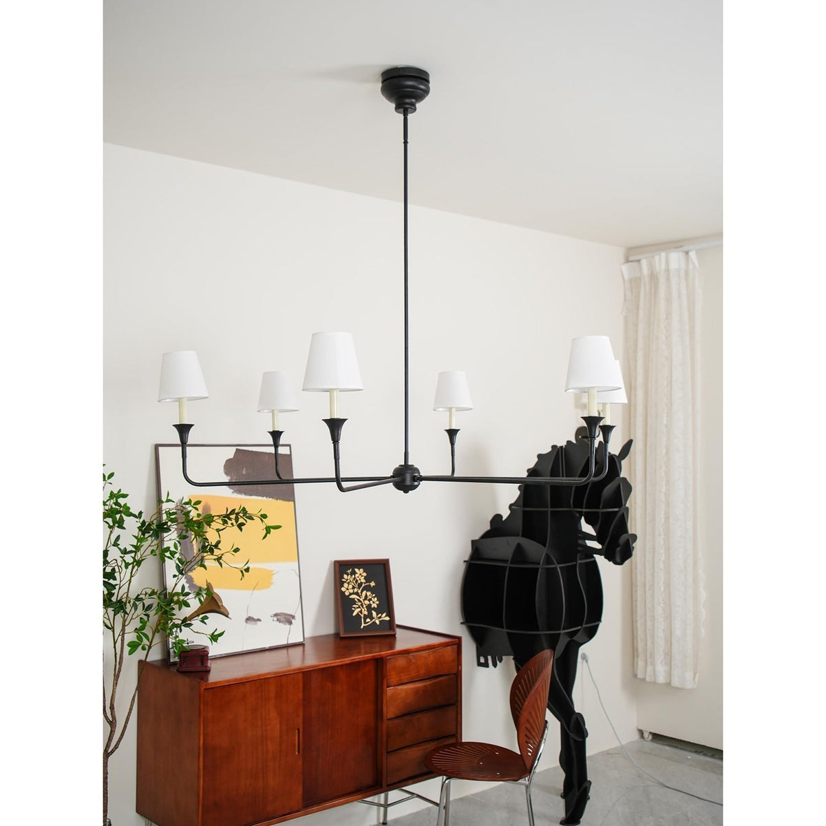 Arthaila vintage industriel stor lysekrone i stof