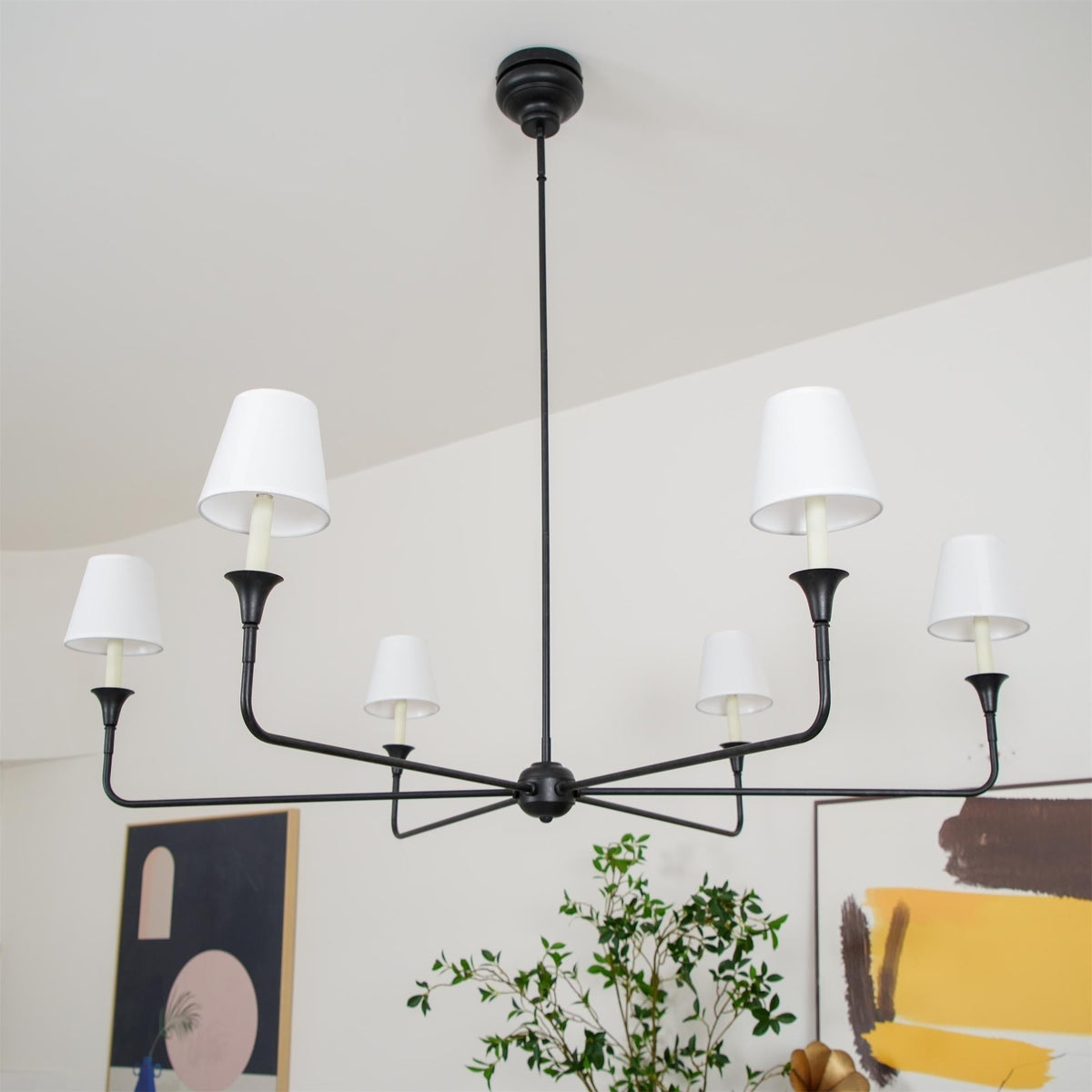 Arthaila vintage industriel stor lysekrone i stof