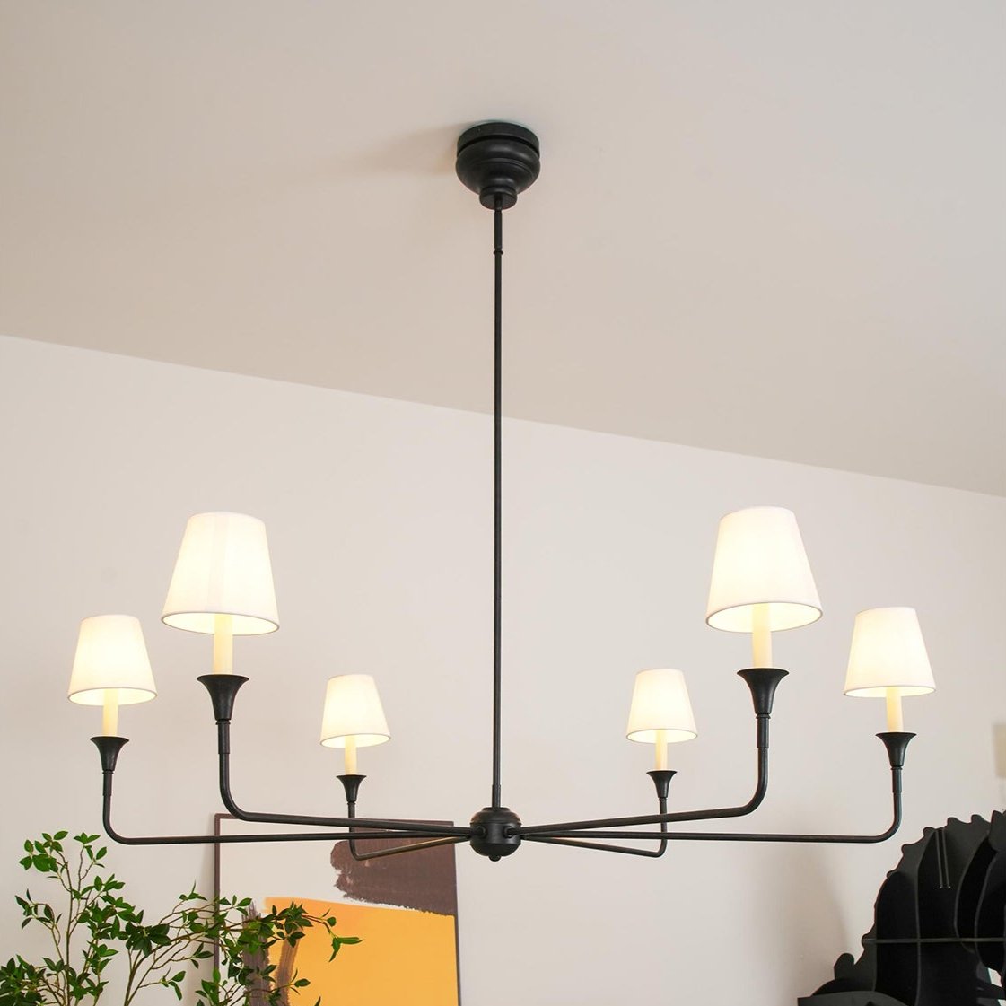 Arthaila vintage industriel stor lysekrone i stof