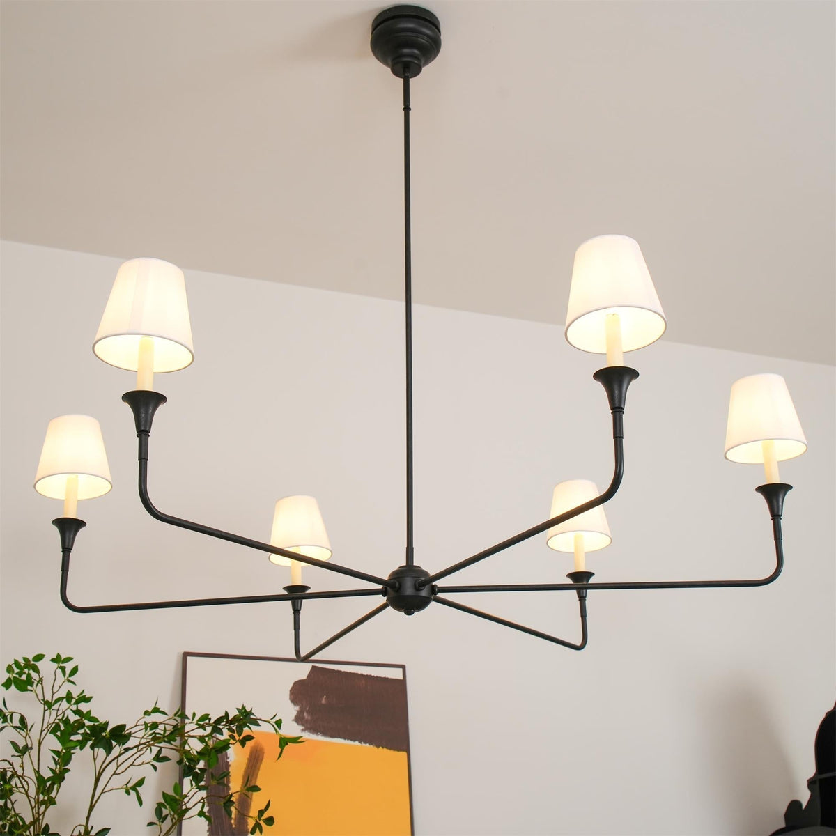 Arthaila vintage industriel stor lysekrone i stof