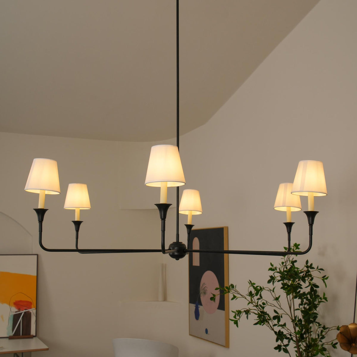Arthaila vintage industriel stor lysekrone i stof