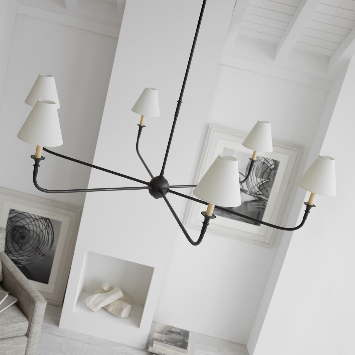 Arthaila vintage industriel stor lysekrone i stof