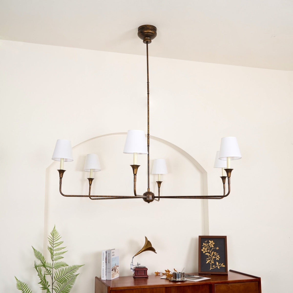 Arthaila vintage industriel stor lysekrone i stof