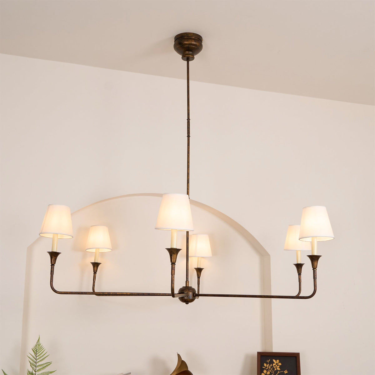 Arthaila vintage industriel stor lysekrone i stof