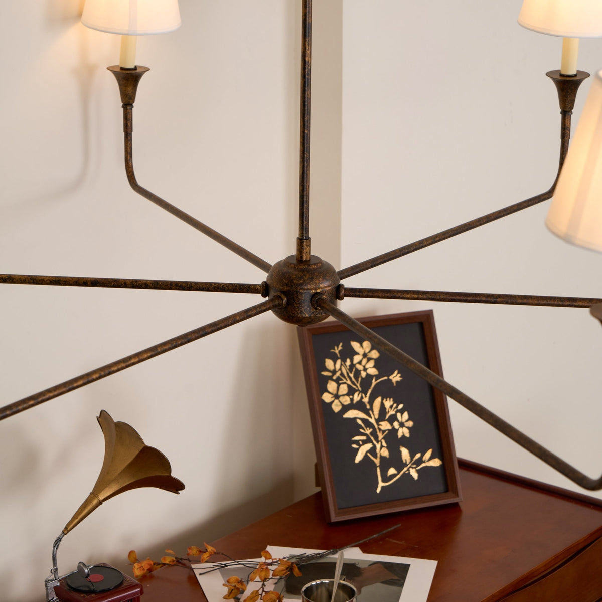 Arthaila vintage industriel stor lysekrone i stof