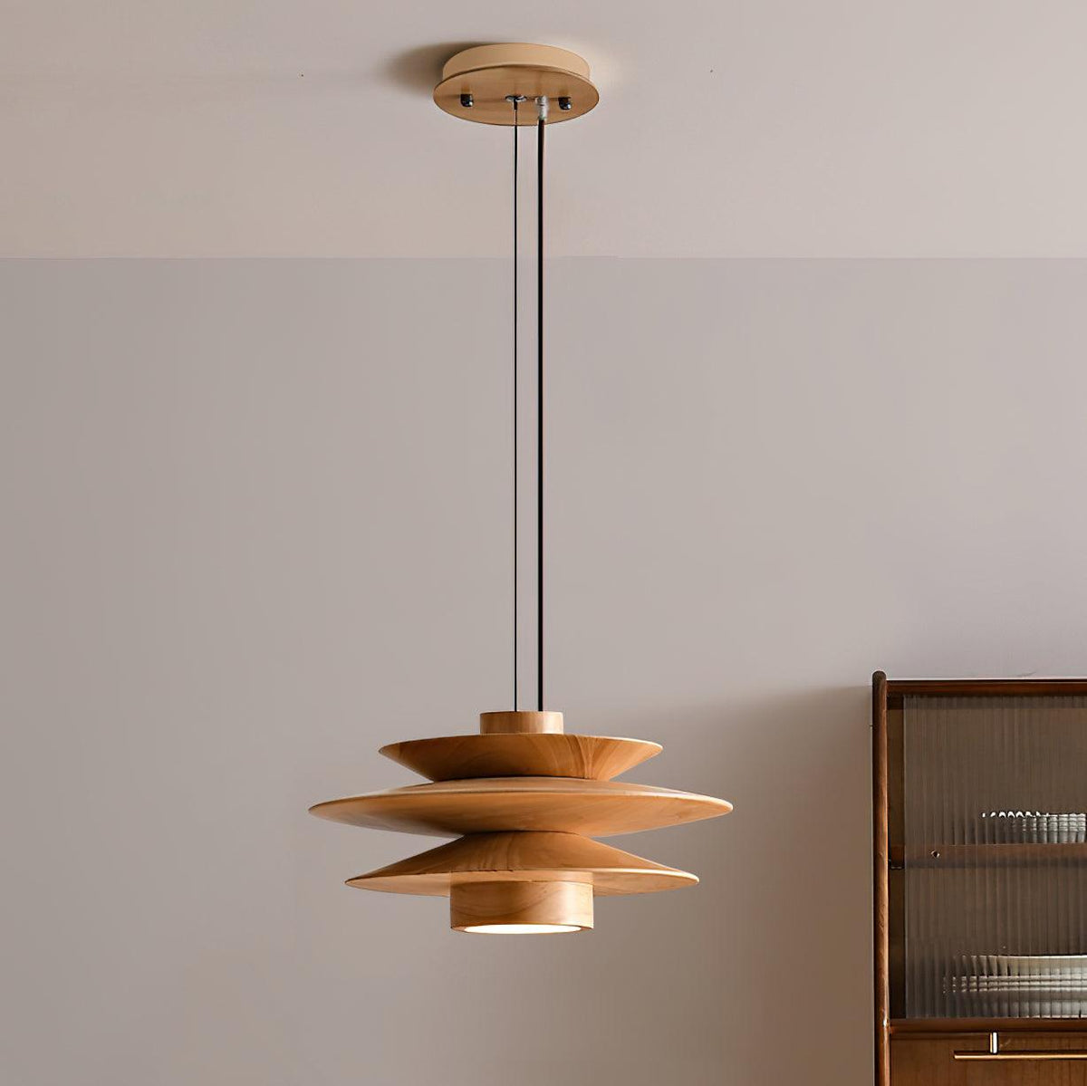 Axis pendellampa i valnöt, mid-century-stil