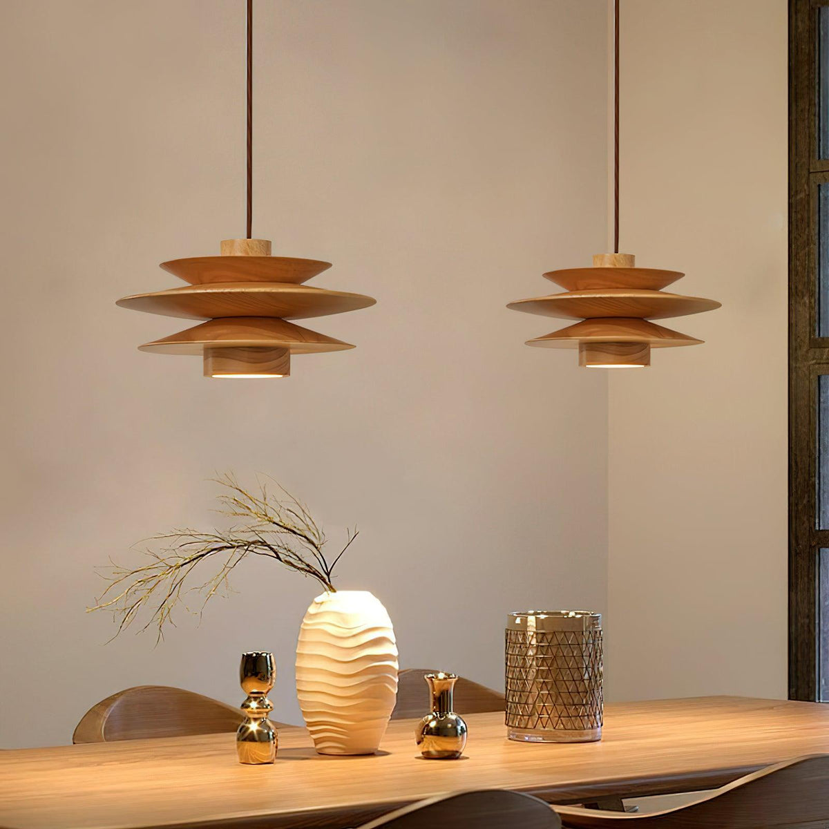 Axis pendellampa i valnöt, mid-century-stil