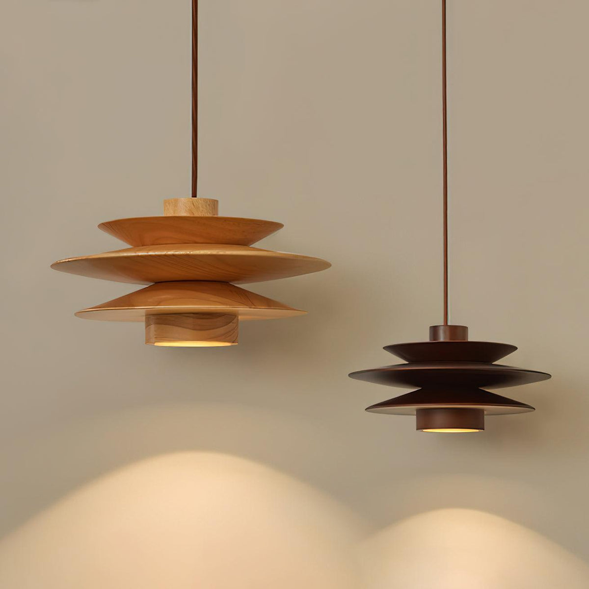 Axis pendellampa i valnöt, mid-century-stil