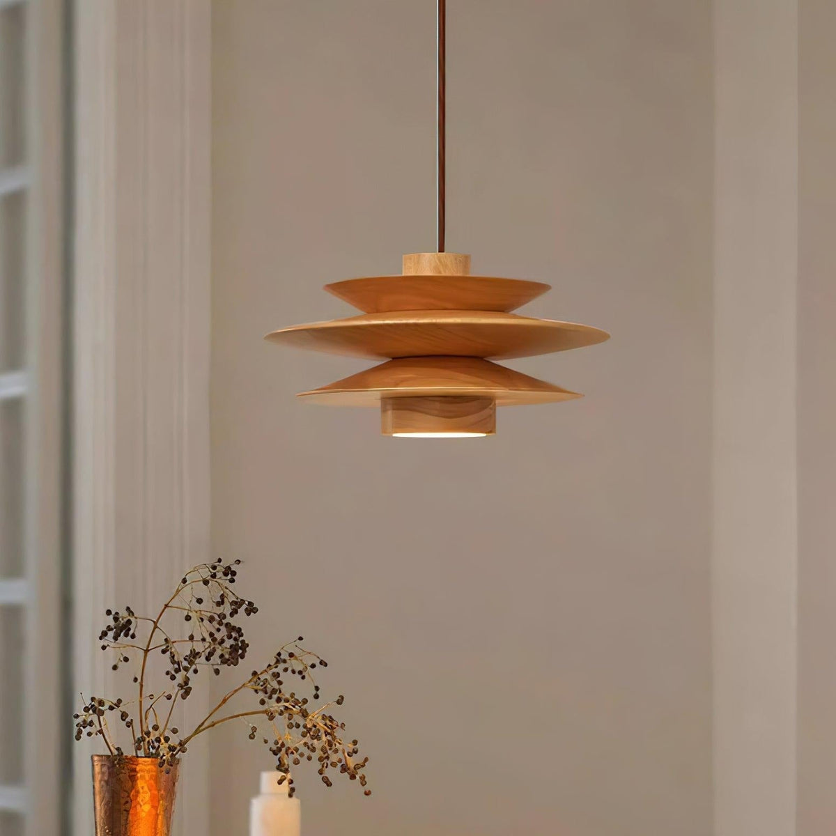Axis pendellampa i valnöt, mid-century-stil