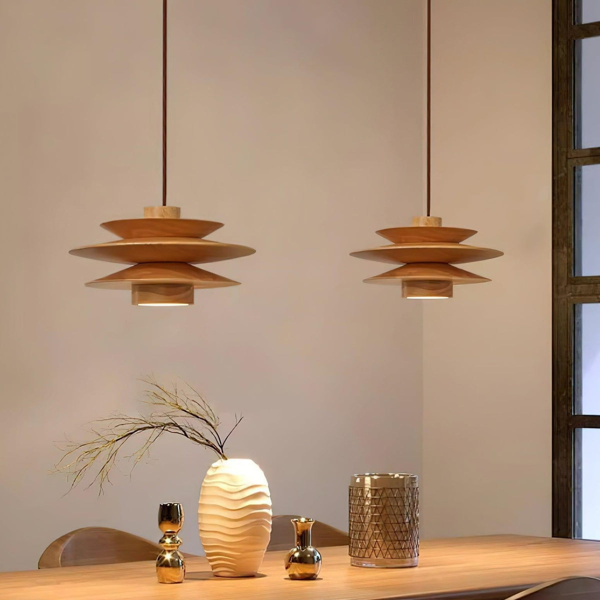 Axis pendellampa i valnöt, mid-century-stil
