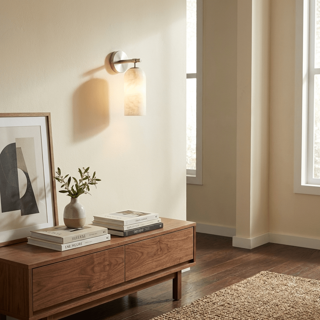 Albelaine pelarformad vägglampa i alabaster