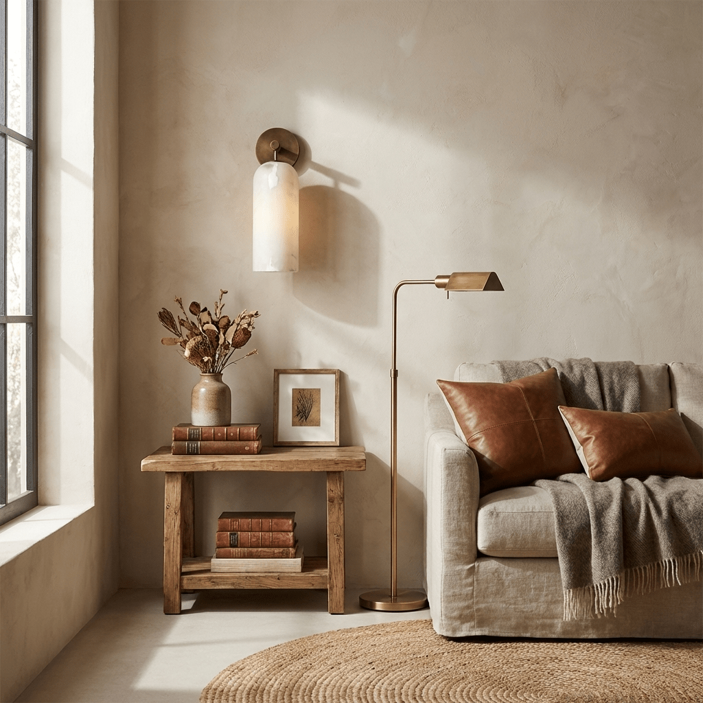 Albelaine pelarformad vägglampa i alabaster