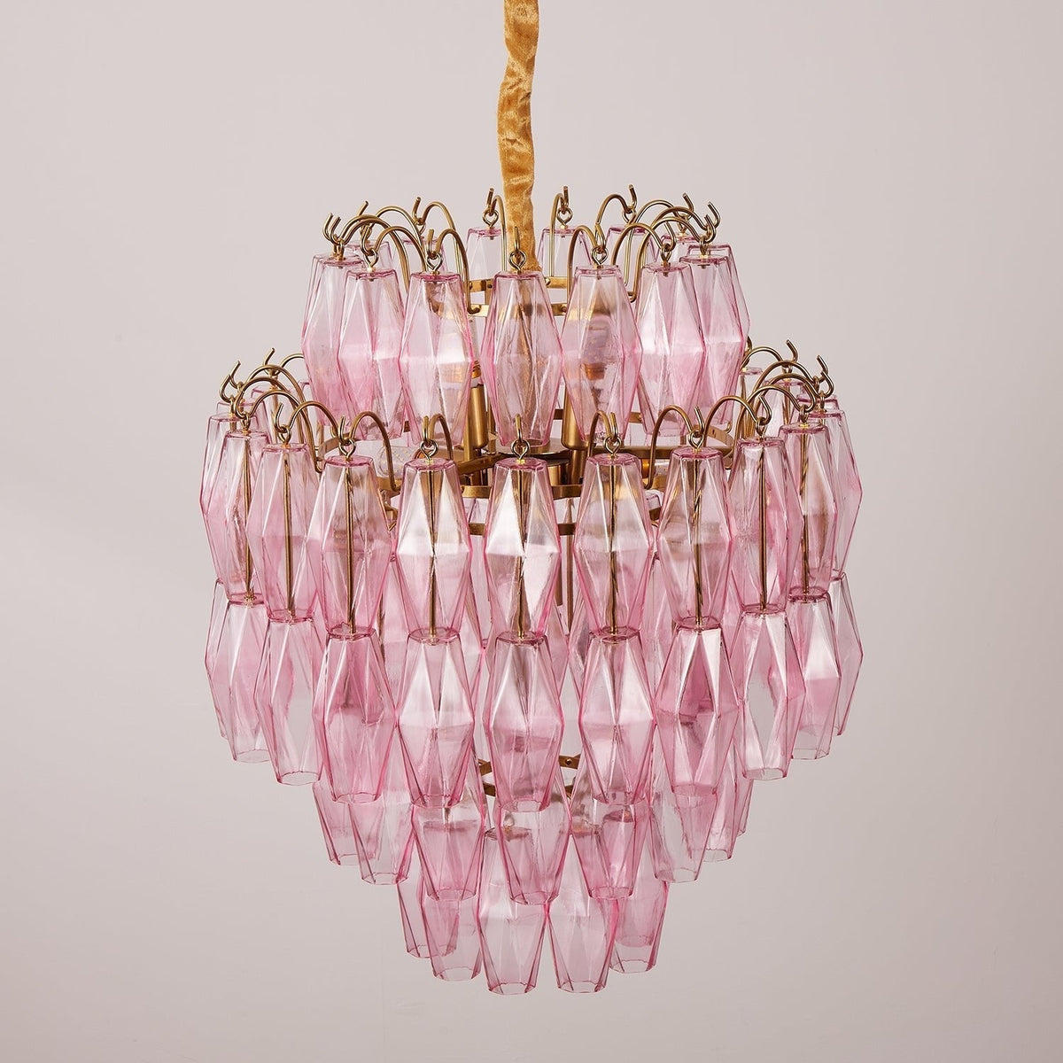 Celenine lysekrone i lyserødt Murano-glas lagdelt glamour