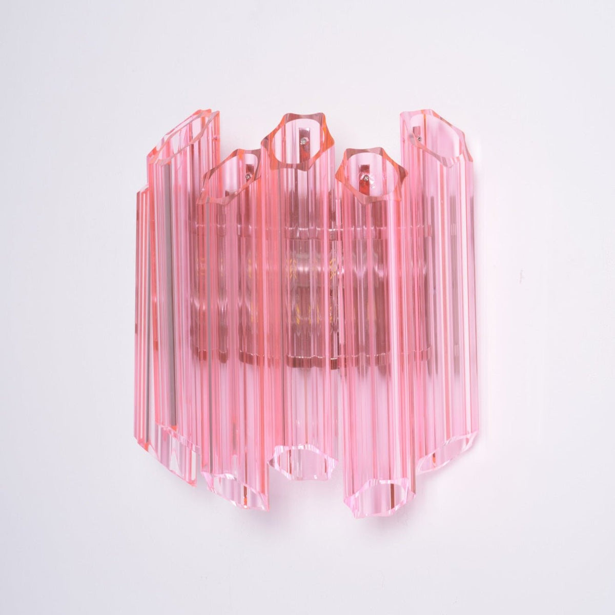 Candeeiro de parede Aurora com tubo de vidro Murano cor-de-rosa