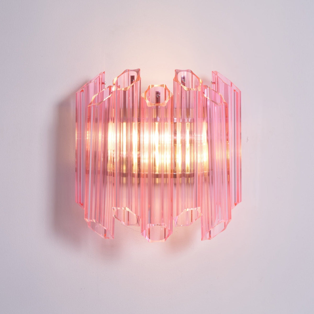 Candeeiro de parede Aurora com tubo de vidro Murano cor-de-rosa