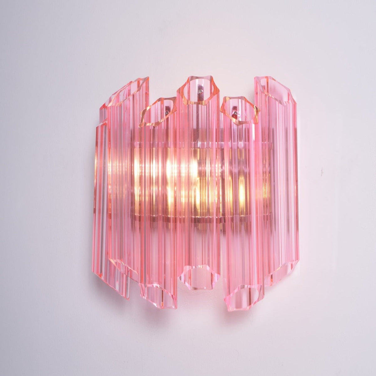 Candeeiro de parede Aurora com tubo de vidro Murano cor-de-rosa