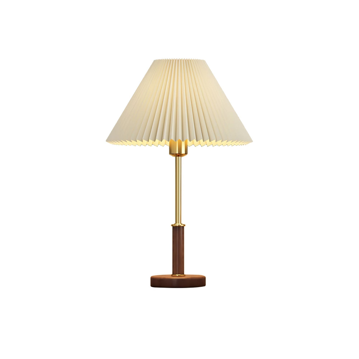 Fiora plisseret bordlampe i valnøddetræ