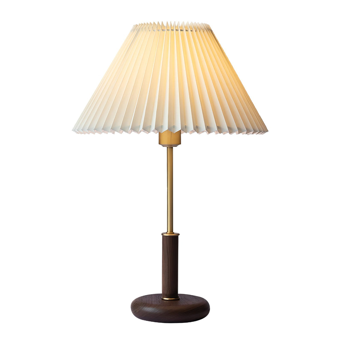 Fiora plisseret bordlampe i valnøddetræ