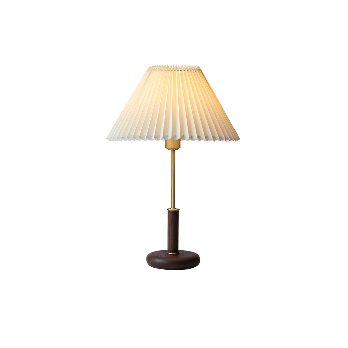 Fiora plisseret bordlampe i valnøddetræ