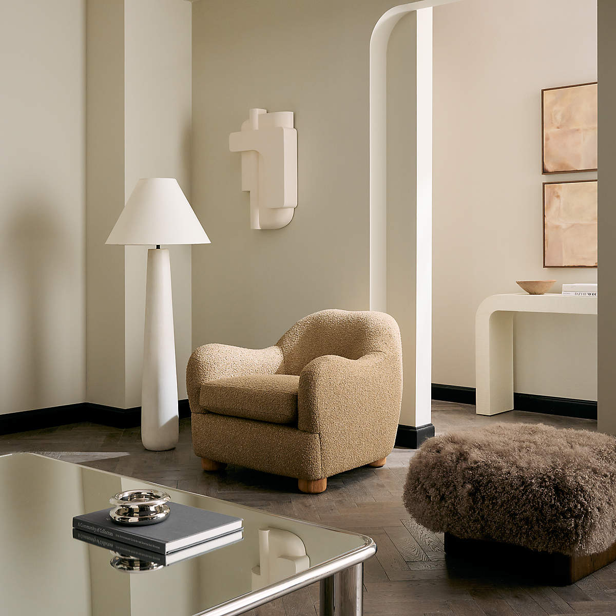 Columnil-hvid gulvlampe