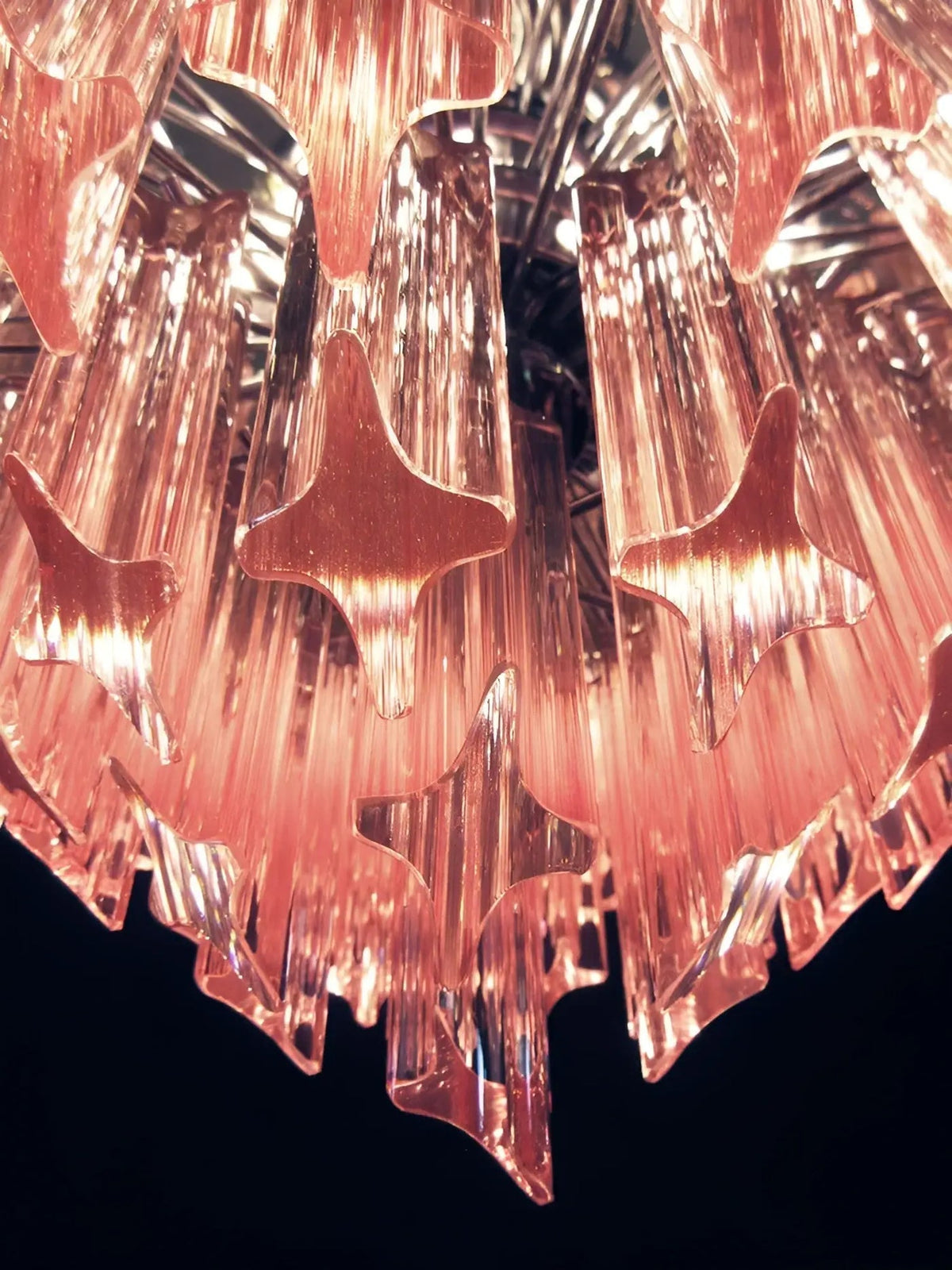 Celelaria Chandelier Pink Glass Prisms Geometric