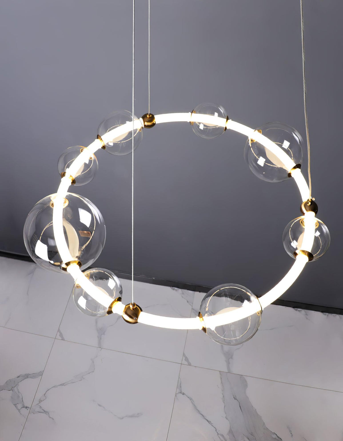 Candeeiro de teto Cera, bolha, anel transparente, contemporâneo e minimalista
