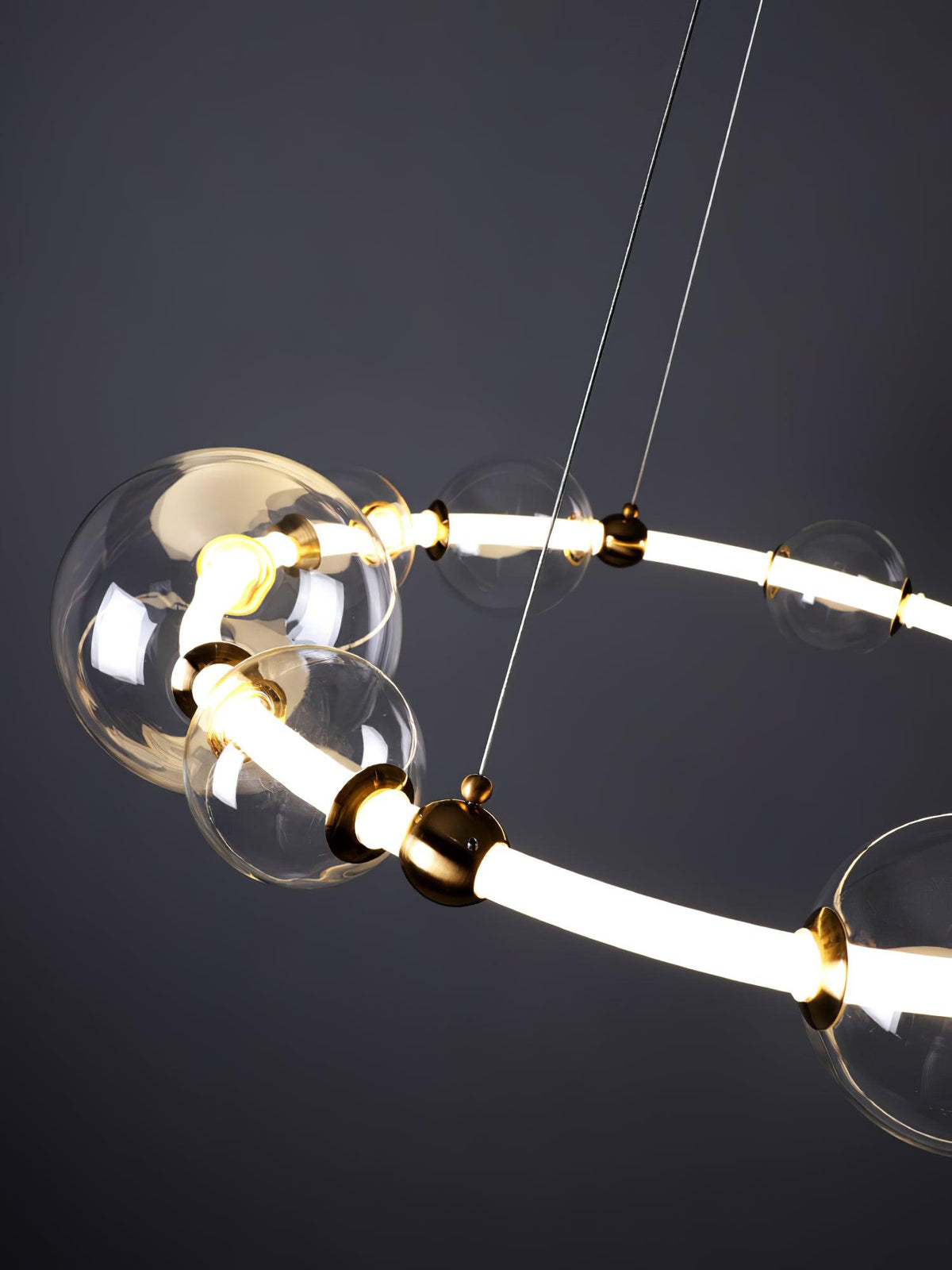 Candeeiro de teto Cera, bolha, anel transparente, contemporâneo e minimalista