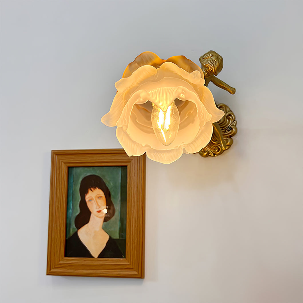 Arque rosafärgad vägglampa i glas