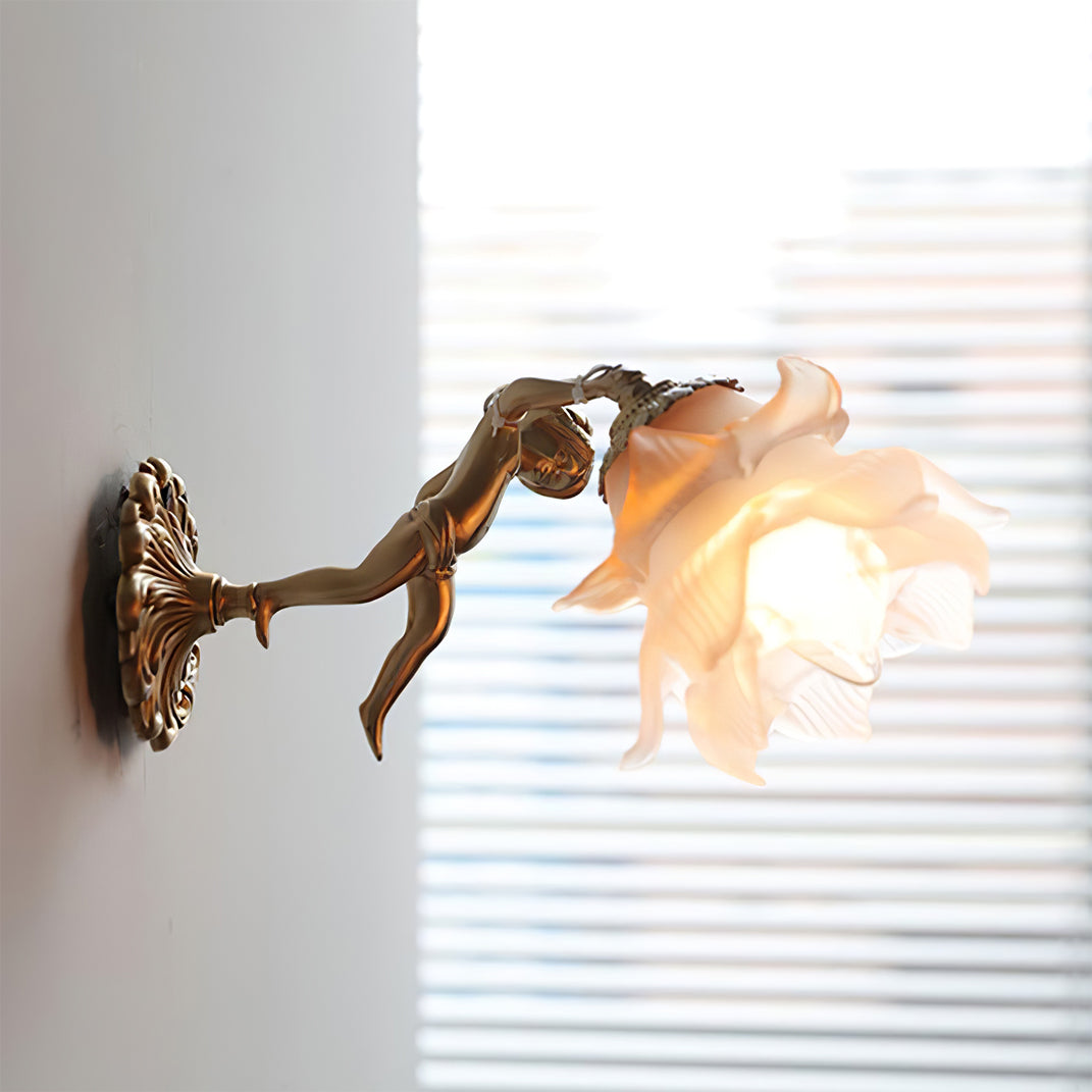 Arque rosafärgad vägglampa i glas