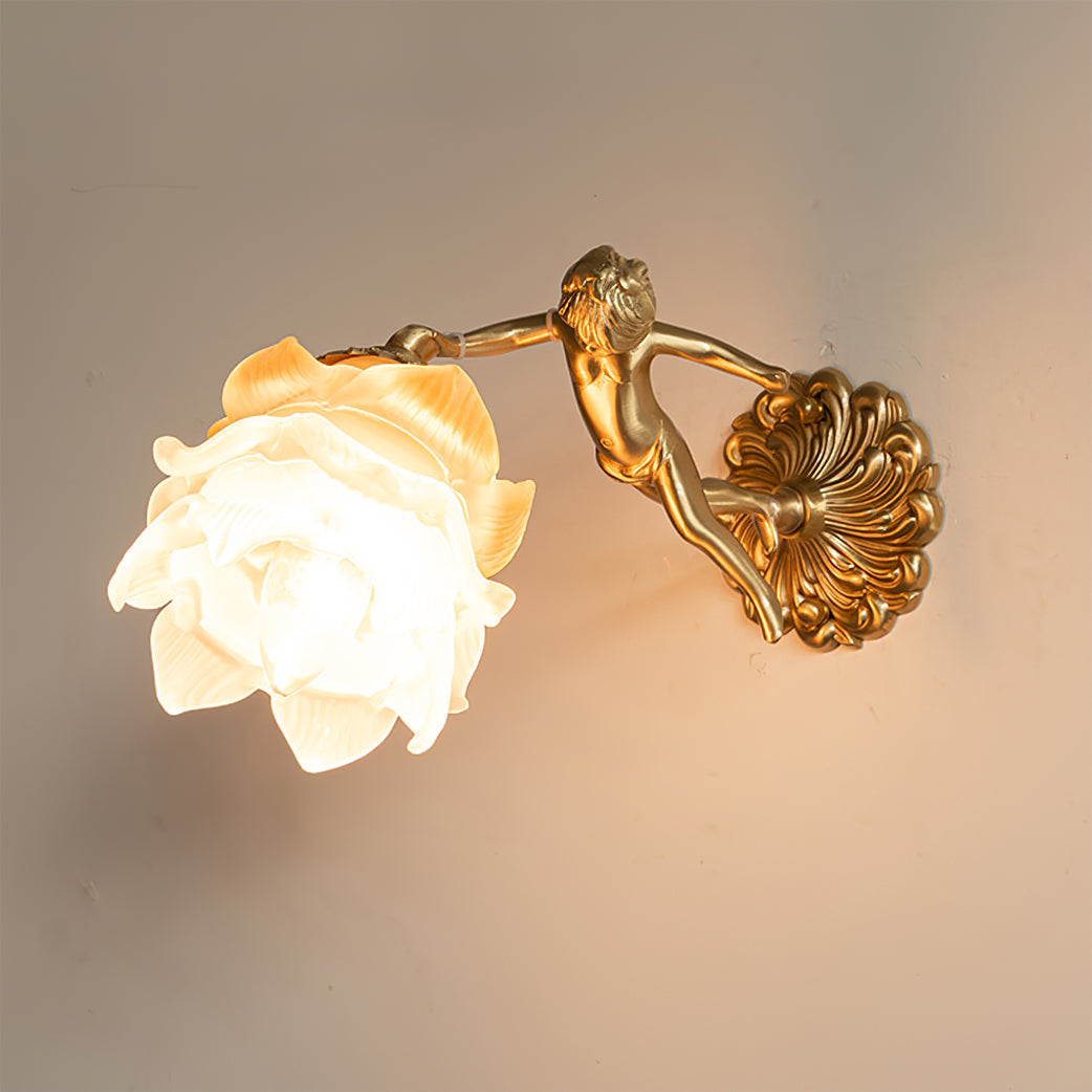 Arque rosafärgad vägglampa i glas