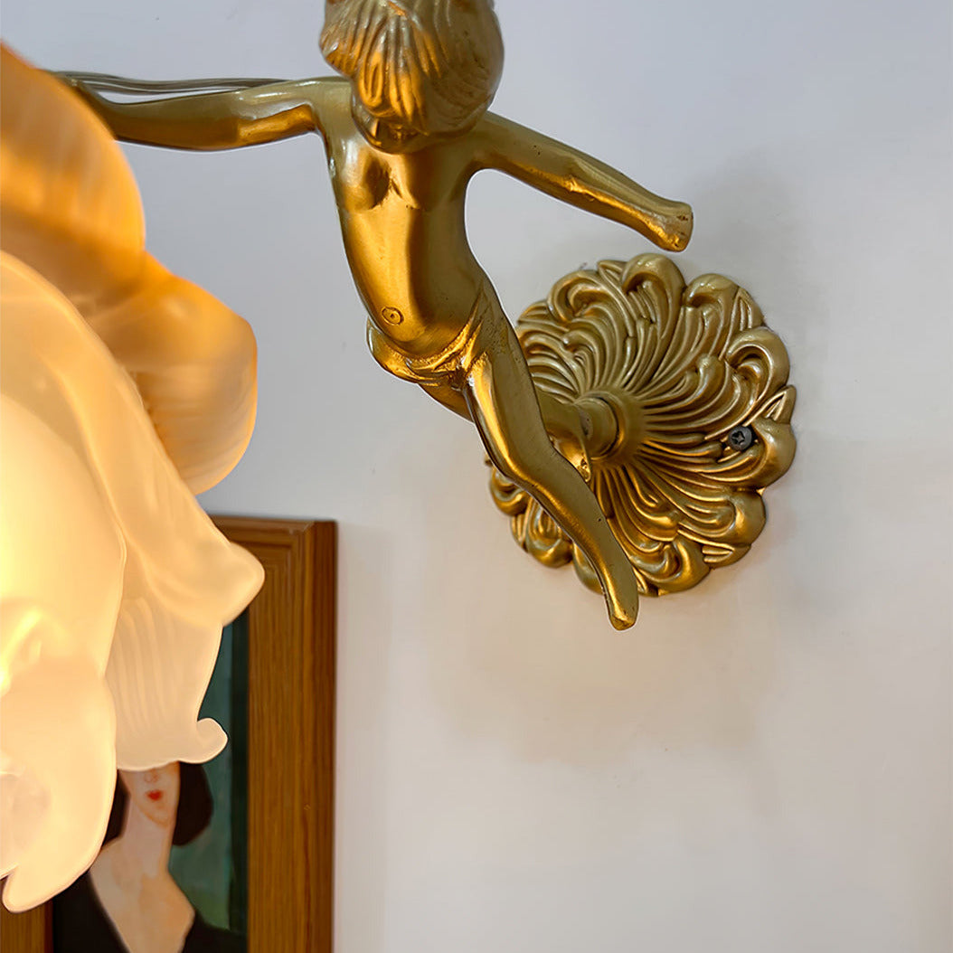 Arque rosafärgad vägglampa i glas