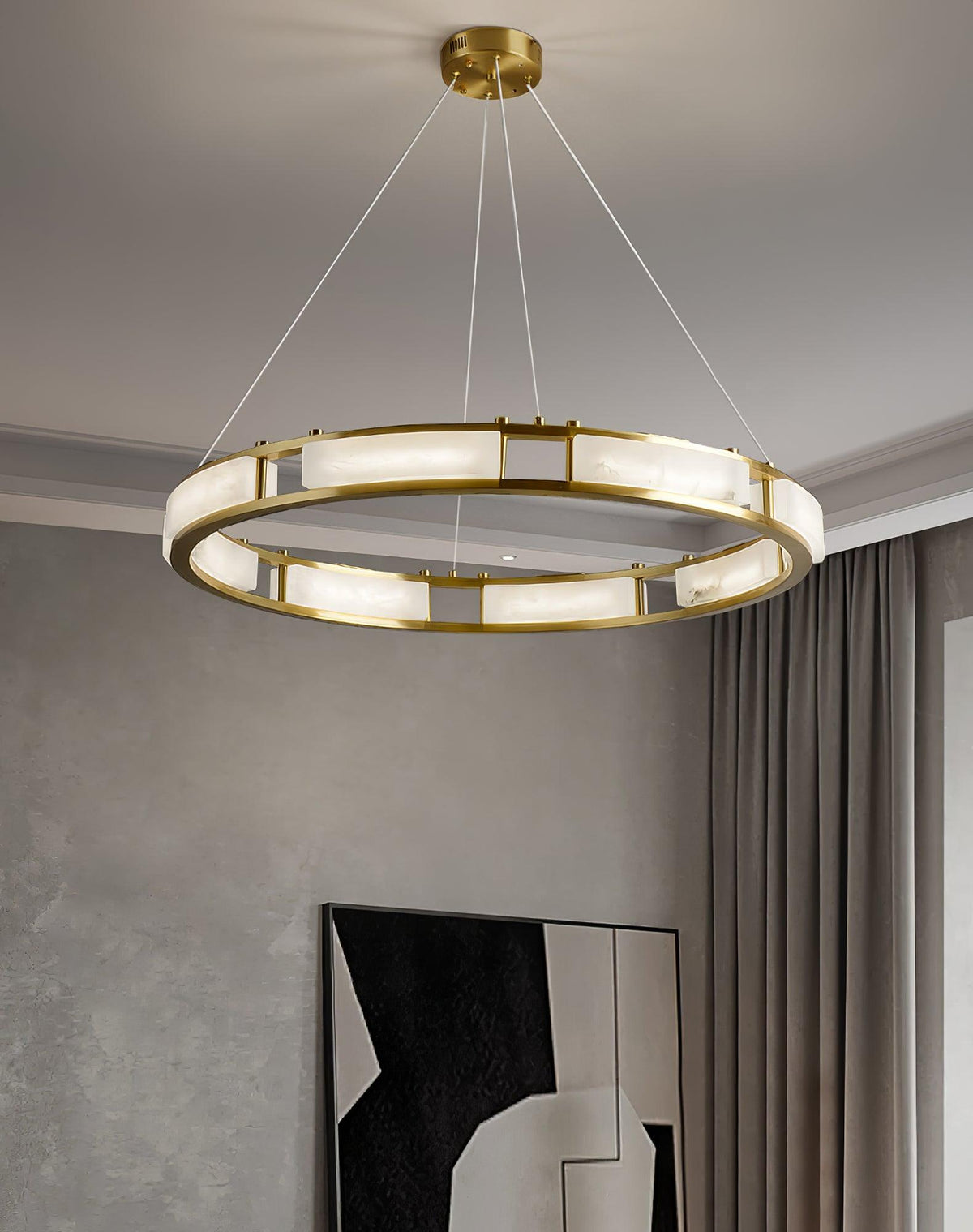 Dythan minimalistisk pendellampe med alabasterring