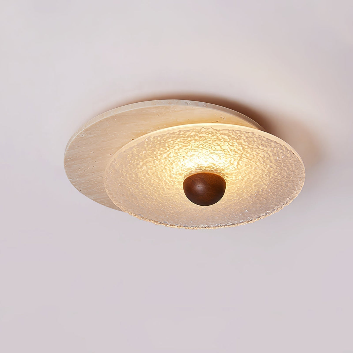 Keth cirkulær loftlampe / væglampe i travertin