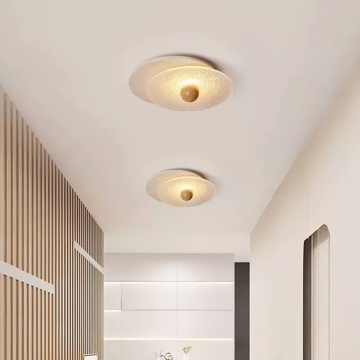 Keth cirkulær loftlampe / væglampe i travertin
