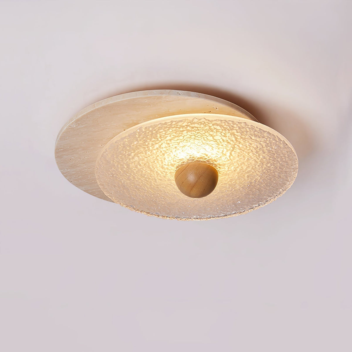 Keth cirkulær loftlampe / væglampe i travertin