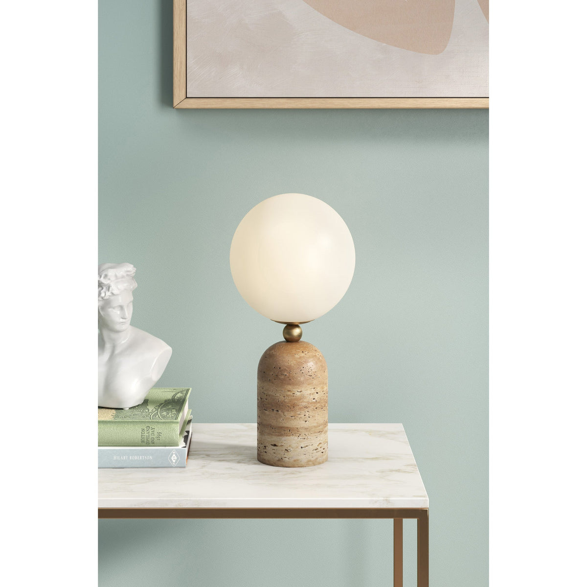 Nuvor-bordlampe i travertin