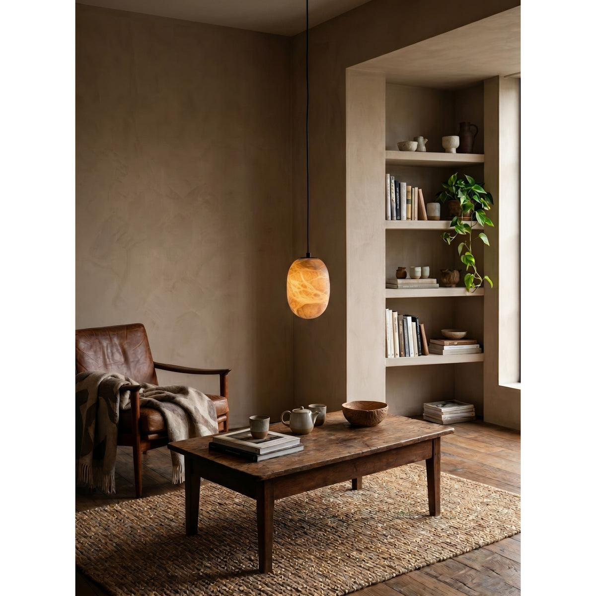 Eireenne-pendlampa i alabaster