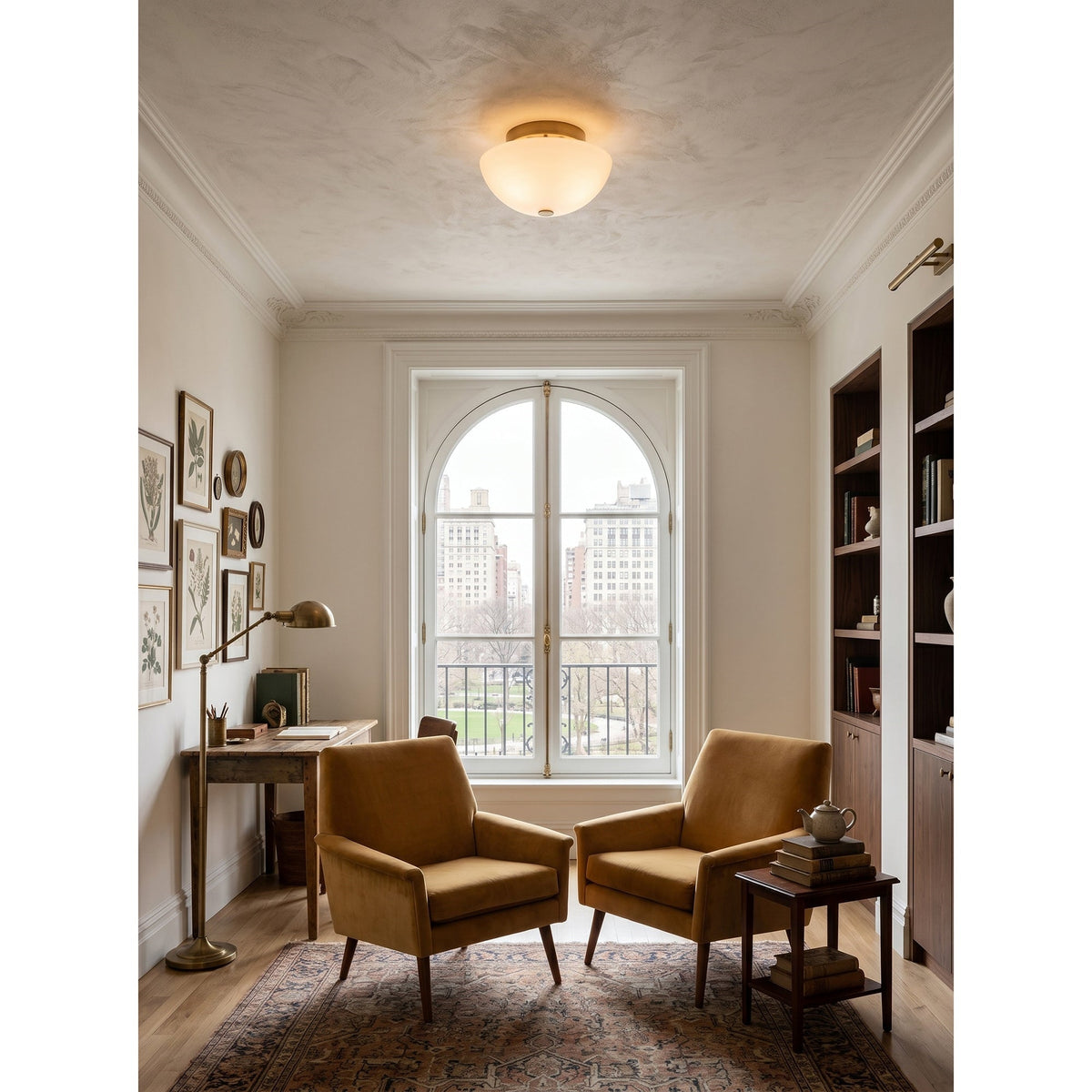 Rivirelle-kuppelformet flush-loftslampe